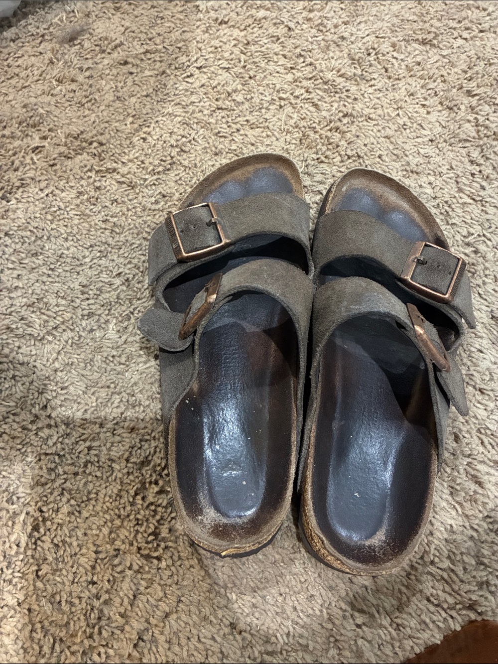 Birkenstock Brown Suede Two-Strap Sandals